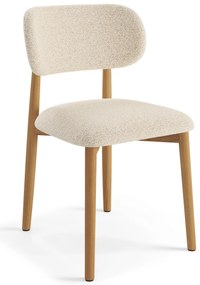 MAZZONI EXPORT ALMO Krémszínű (Monza 90 szövet)/lakkozott tölgyfa váz - RETRO BOUCLÉ FA SZÉK NAPPALIBA ÉTKEZŐBE KONYHÁBA