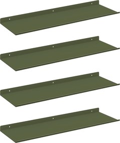 vidaXL Lebegő polc 4 pcs Olajzöld 60 x 18 x 2,5 cm Acél