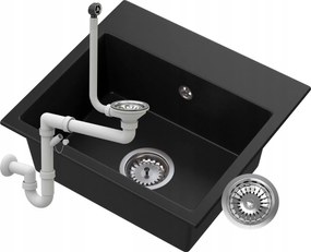 Gránit Mosogató Fekete Szifon Króm Milos