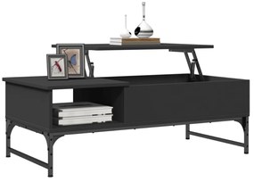 fekete szerelt fa és fém dohányzóasztal 100 x 50 x 35 cm