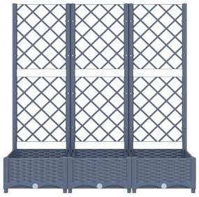 sötétszürke PP rácsos kerti ültetőláda 120 x 40 x 121,5 cm