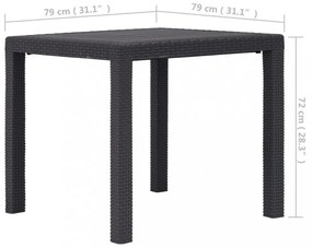 barna rattan küllemű műanyag kerti asztal 79 x 79 x 72 cm