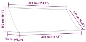 feltekerhető kék és fehér napellenző 400 x 150 cm
