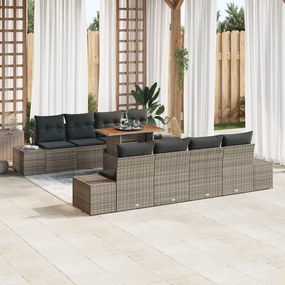 Kerti Kanapé Set 7 darabos Barna Rattan 4-Fős Kültéri Kanapé