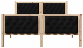 Ágykeret fejtámlával Fekete 140 x 200 cm Tömör fenyőfa