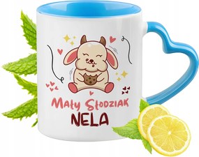 Kék bögre szív alakú füllel Neli számára Ideális Ajándék