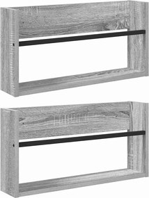 vidaXL Magazin állvány 2 pcs Szürke Sonoma 60 x 12 x 30 cm Faanyag