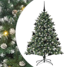 vidaXL Mű karácsonyfa 150 LED-del Zöld 150 cm PVC és Műanyag és Acél