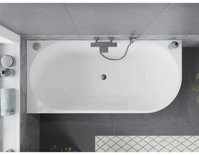 Mexen Mia, szabadon álló sarokkád, láva, 170 x 80 cm, fehér-fekete, grafit túlfolyó, 52691708075L-66