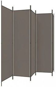 5 paneles antracitszürke szövet térelválasztó 250x200 cm