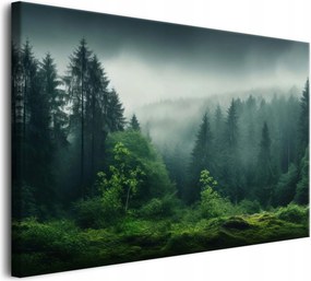 Fali dekoráció a nappaliba Vászonkép Erdei táj a ködben 80x120