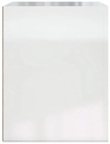 magasfényű fehér falra szerelhető éjjeliszekrény 50x36x47 cm