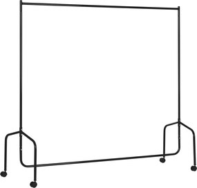 HOMCOM Ruhafogató Kerekekkel, Masszív Ruhasín, Kabátállvány, 140 Kg Teherbírás, 180 x 60 x 170 cm, Fekete Acél | Aosom