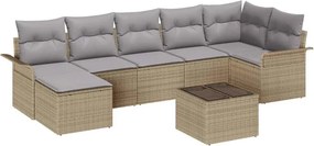 vidaXL Kerti Kanapé Szett párnával 8 pcs Bézs Poli rattan
