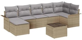 vidaXL Kerti Kanapé Szett párnával 8 pcs Bézs Poli rattan