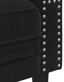 2 részes fekete bársony Chesterfield kanapészett párnákkal