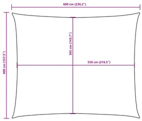 piros téglalap alakú oxford-szövet napvitorla 4 x 6 m
