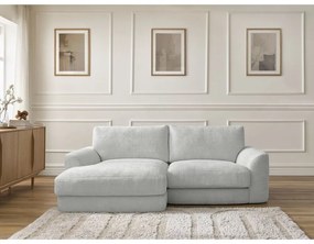 Világosszürke zsenília sarokkanapé (bal oldali-heverő résszel) Leonore – Bobochic Paris
