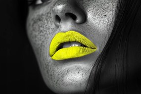 Vászonkép Canvas Portré Nő Arc Makró Fotó Neon Sárga 120x80