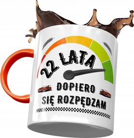 Narancssárga bögre Születésnapra 22 22. 22. fényképes nyomattal