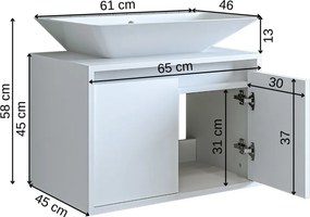 Mosdószekrény, 65 cm – TR283VLN1472
