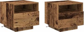 vidaXL Éjjeliszekrény fiókkal 2 pcs Öreg fa 40 x 39 x 37 cm Faanyag