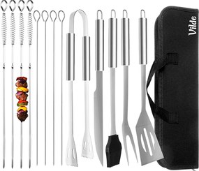 14x Grill edénykészlet Grill kiegészítők edénykészlet acél