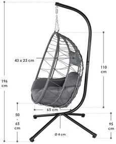 Juskys Rattan függőszék Aria - sötétszürke