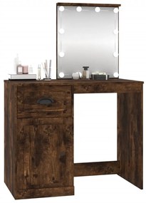 füstös tölgy színű szerelt fa LED-es pipereasztal 90x50x132,5cm