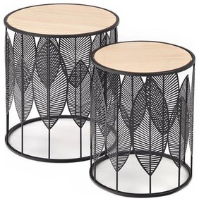 Halmar KÉSZLET 2x Kávésasztal FOLLA átm. 33/40 cm fekete HA0062