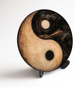 DUBLEZ | Kör alakú fa falikép – Jin és jang szimbólum