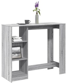 szürke sonoma szerelt fa bárasztal polccal 124 x 46 x 103,5 cm
