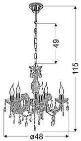 Csillár láncon MARIA TERESA 5xE14/40W/230V