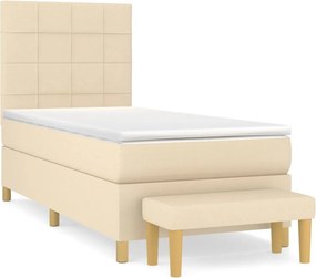 vidaXL krémszínű szövet rugós ágy matraccal 100 x 200 cm