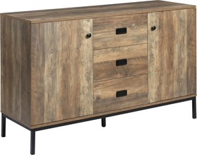 HOMCOM Konyhai Buffet Tároló Szekrény 2 Szekrénnyel Állítható Polccal 3 Fiókkal Modern Stílusban - 120 x 39,5 x 77 cm Barna | Aosom