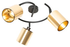 Modern mennyezeti lámpa fekete és arany 3 lámpás - Lofty