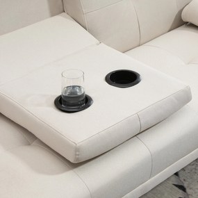 HOMCOM Skandináv Dizájn 3 Személyes Átalakítható Kanapé Állítható Dőlésszögű Háttámlával, 3 Szintű Középső Háttámla, Összecsukható, 2 Pohártartó, Tömö