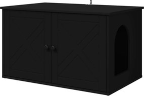 vidaXL Macska Ház Fekete 85 x 55 x 50,5 cm Faanyag