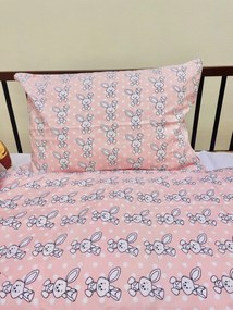 Pamut gyereklepedő Nyuszi rózsaszín TiaHome - 1x Párna 90x70cm, 1x Paplan 140x200cm