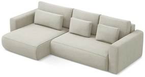 Bézs kinyitható-tárolóhelyes sarokkanapé (bal oldali-heverő résszel) Kapua – Makamii