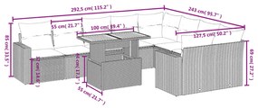 10 részes bézs polyrattan kerti ülőgarnitúra párnával