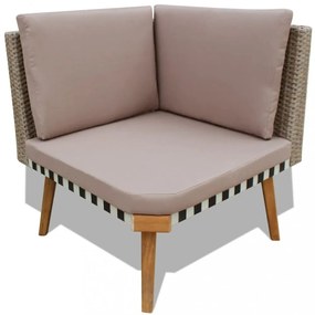 4-részes szürke polyrattan kerti bútorszett párnákkal