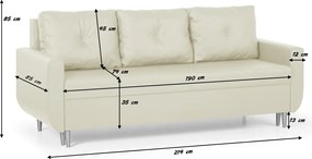 Háromszemélyes kinyitható kanapé ROT Szürke