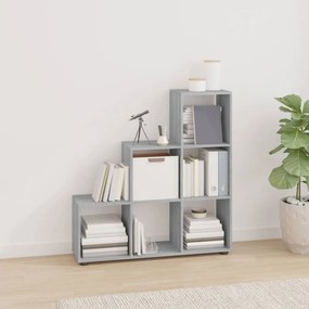 Szürke sonoma színű szerelt fa lépcsős könyvespolc 107 cm