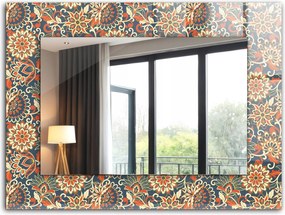 Fürdőszobai fali tükör dekoratív üveg kerettel 80x60 Virágmintás tapéta