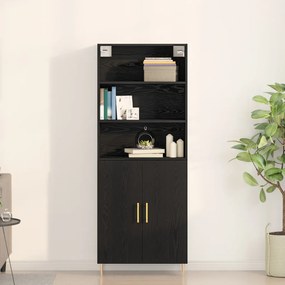 Magas Szekrény Fekete Tölgy 69.5x34x180 cm Laminált Fa