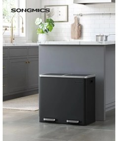 Dupla szemetes, 2 x 24 literes, 2 rekesszel, fekete