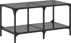 vidaXL acél dohányzóasztal fekete üveglappal 78,5 x 40 x 40 cm