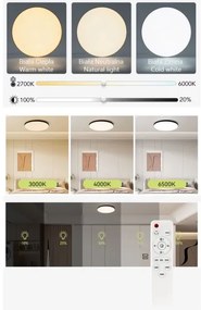LED Dimmelhető mennyezeti lámpa LED/40W/230V 3000-6500K átm. 40 cm fekete + távirányító