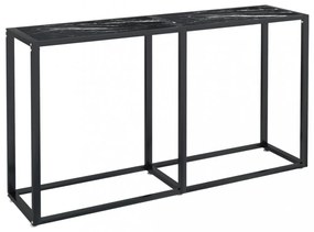 fekete márványszínű edzett üveg tálalóasztal 140 x 35 x 75,5 cm